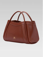 Load image into Gallery viewer, Side view of brown color Cortina Tote Bag