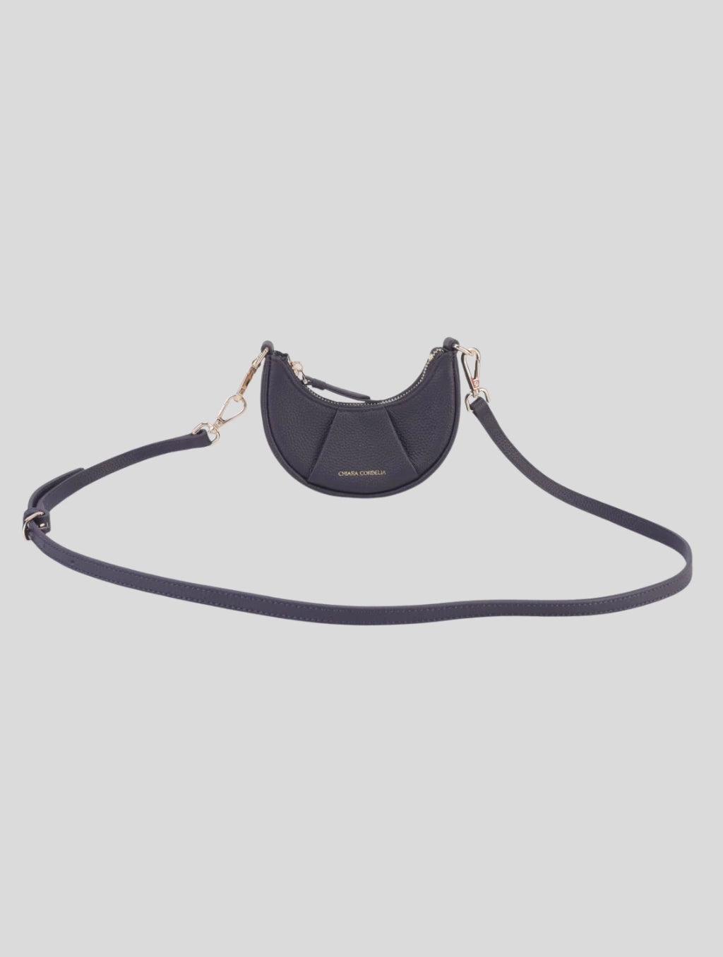 Celestial Night Kensington mini croissant leather bag with gold hardware by Chiara Cordelia
