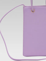 Load image into Gallery viewer, Back view of Genevieve Bucket bag in lavender color