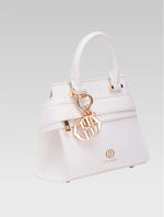 Load image into Gallery viewer, Side view of ophelia envelope bag handle in white color
