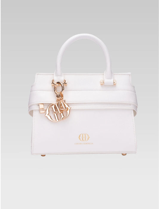 Front view of ophelia envelope bag handle in white color