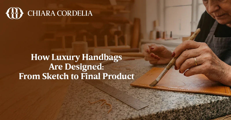 Luxury handbag design process from sketch to finished leather bag