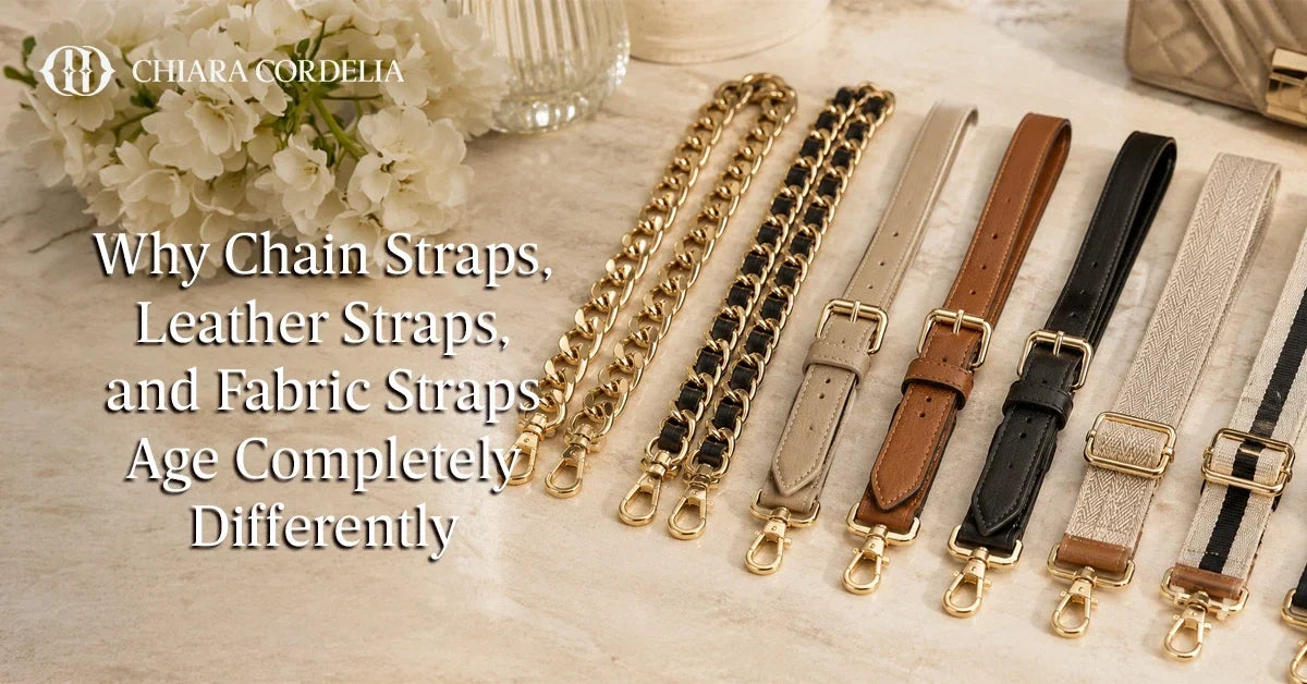 Chain leather and fabric luxury handbag straps