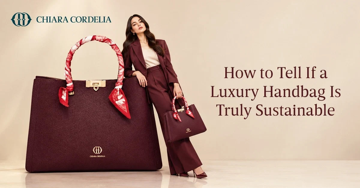 Luxury leather handbag with sustainable craftsmanship