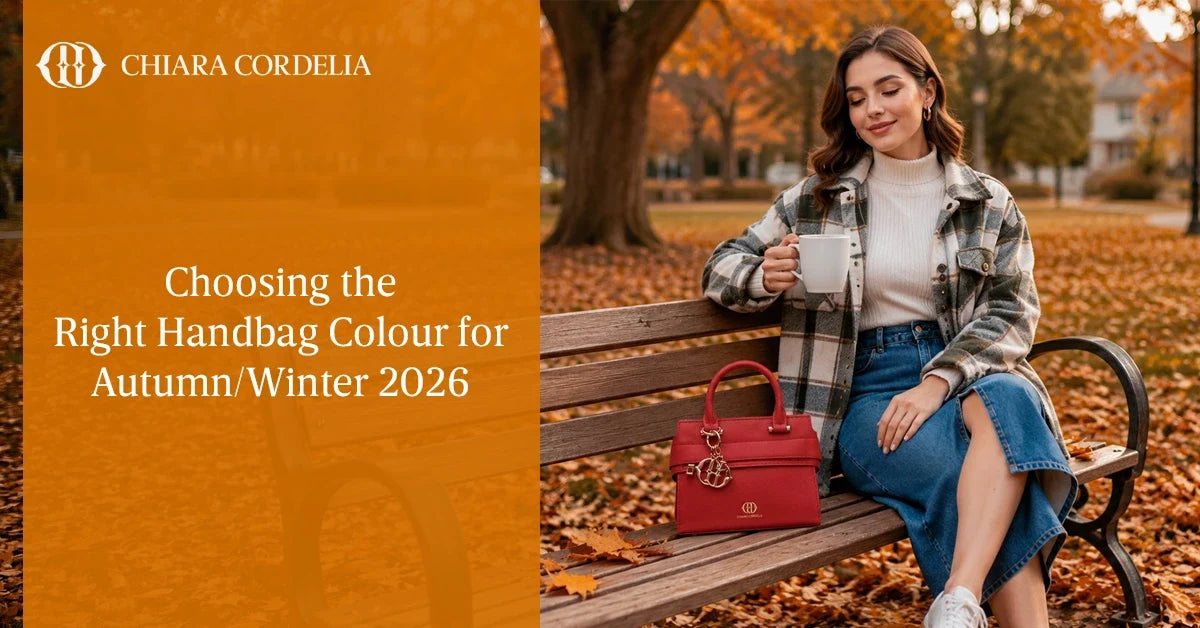Luxury leather handbags in autumn colours