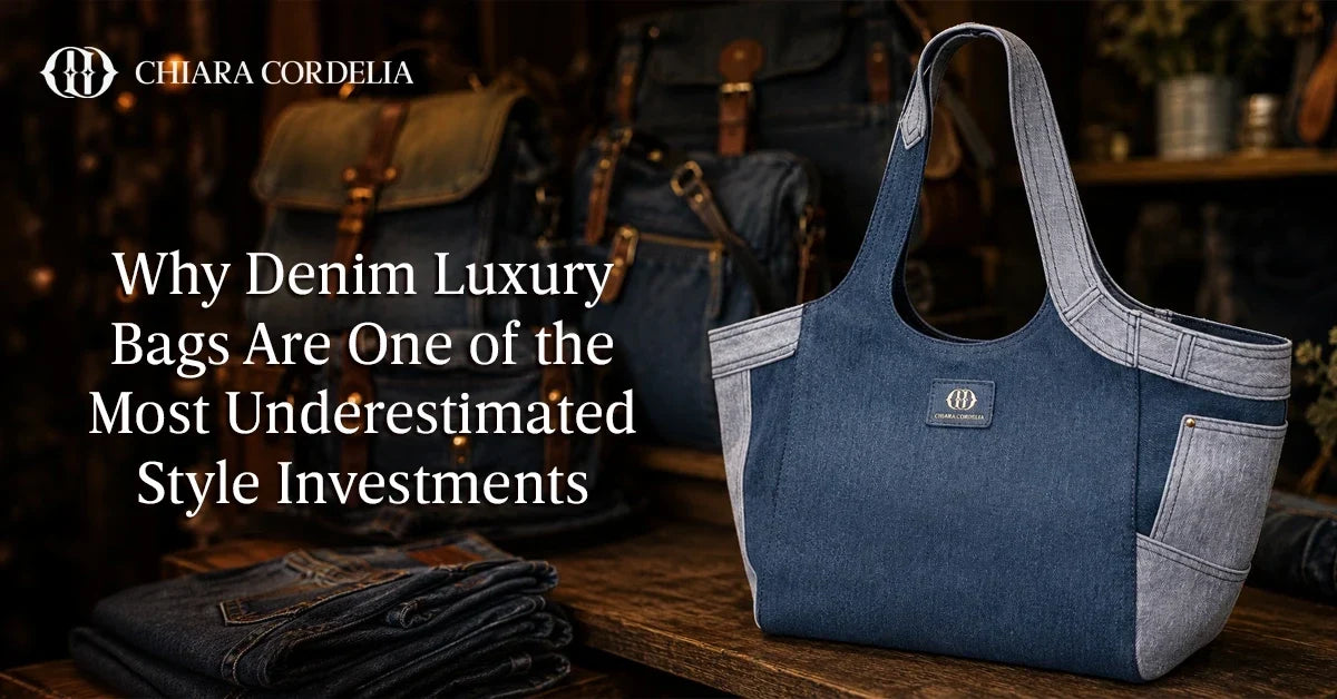 Luxury denim tote bag for everyday styling by  chiara cordelia