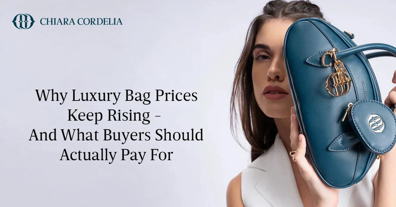 Structured luxury handbags displayed in a modern fashion setting
