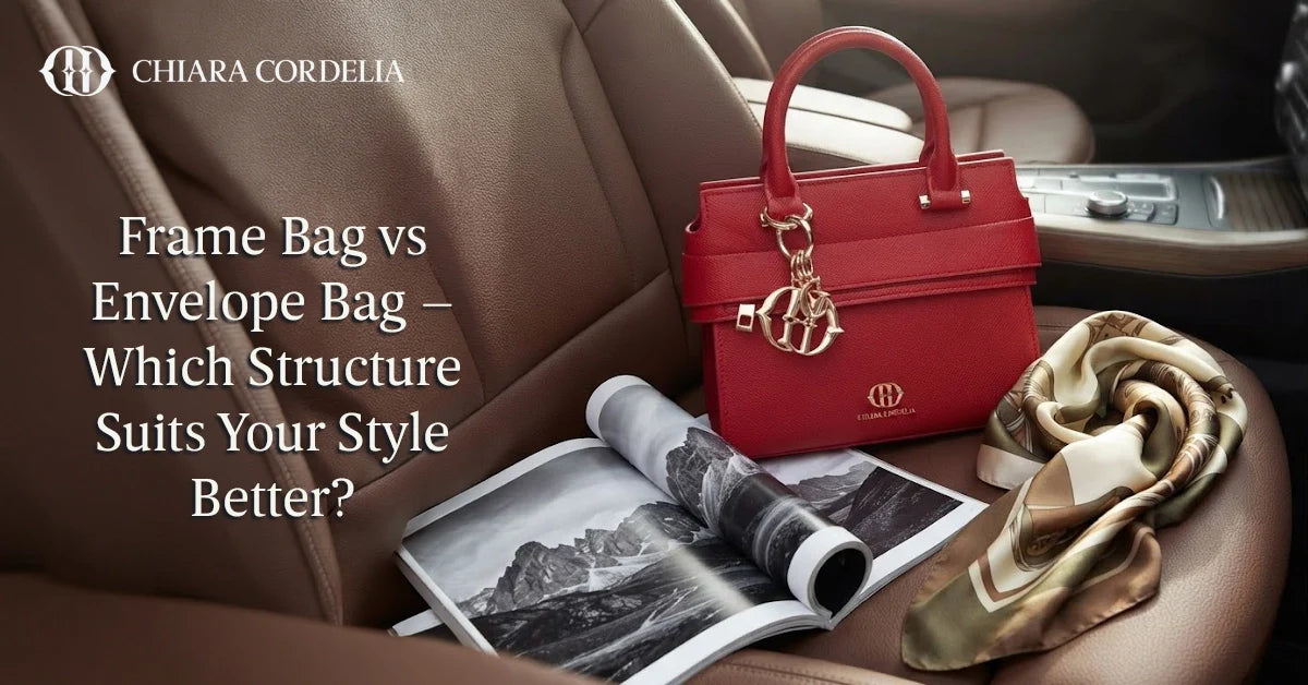 Luxury frame and envelope bag with structured silhouette