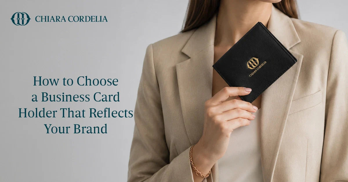 Luxury leather business card holder by chiara cordelia