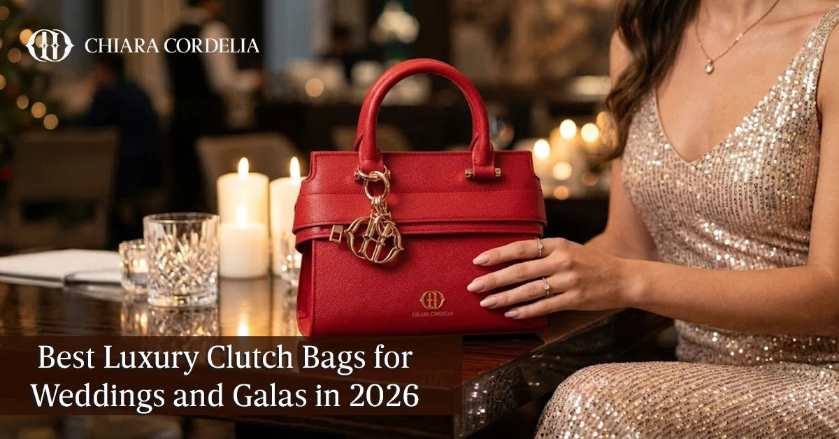 Luxury leather clutch bags for weddings and galas by chiara cordelia