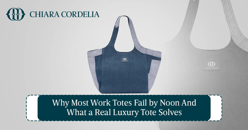 Structured luxury leather work tote with organised compartments