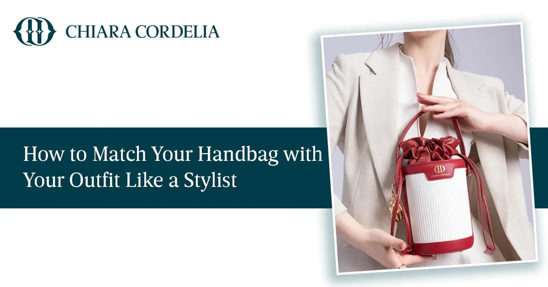 Handbag styling guide with tote, envelope, bucket and frame bags by Chiara Cordelia