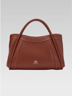 Load image into Gallery viewer, Front view of brown color Cortina Tote Bag
