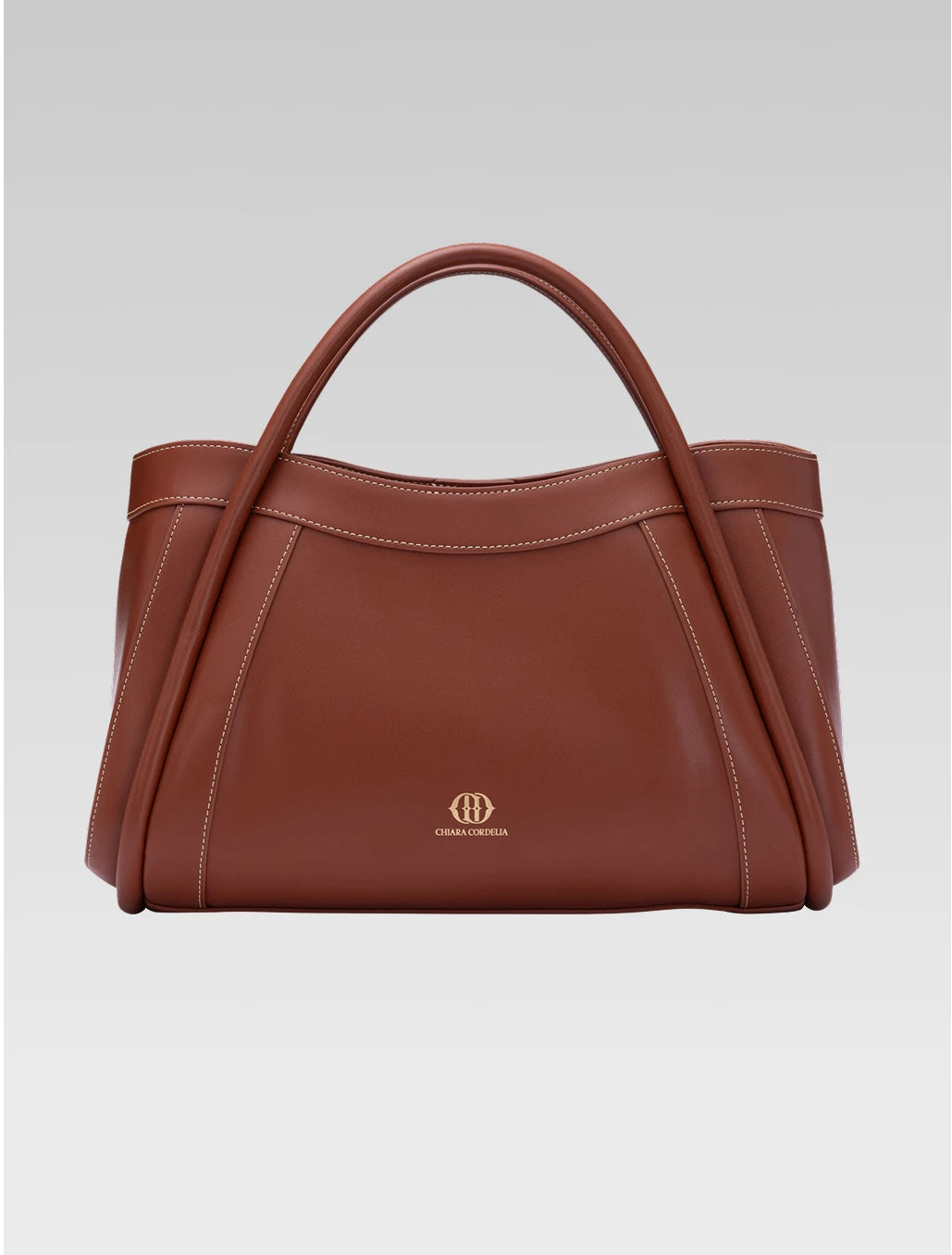 Front view of brown color Cortina Tote Bag