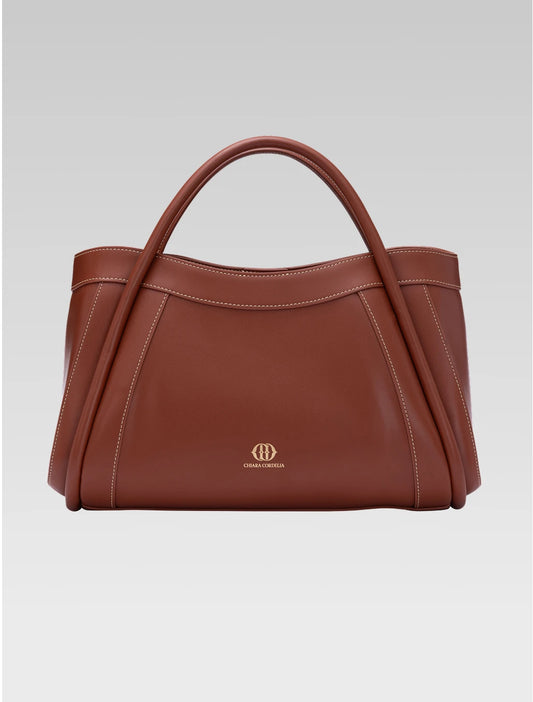Front view of brown color Cortina Tote Bag