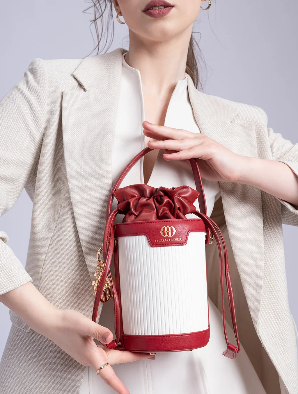 red blaise bucket bag
