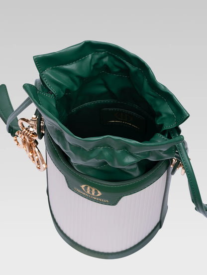Top view of blaise bucket bag in green color