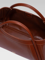 Load image into Gallery viewer, Top view of brown color Cortina Tote Bag
