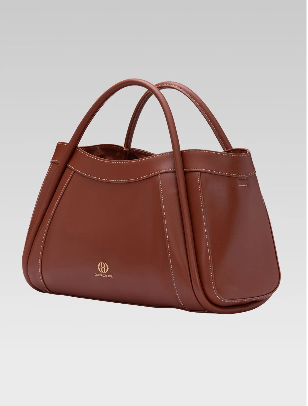 Side view of brown color Cortina Tote Bag