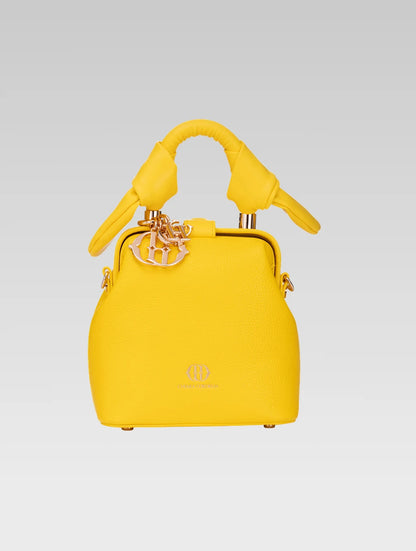 Front view of caledonia frame bag in yellow color
