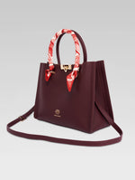 Load image into Gallery viewer, Side view of Alessia Tote bag in Wine Red color

