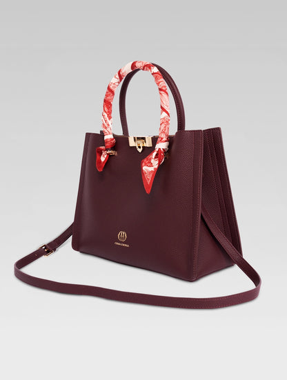 Side view of Alessia Tote bag in Wine Red color