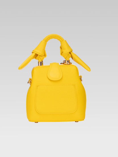 Back view of caledonia frame bag in yellow color