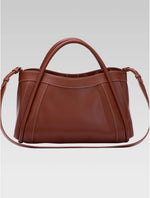 Load image into Gallery viewer, Back view of brown color Cortina Tote Bag
