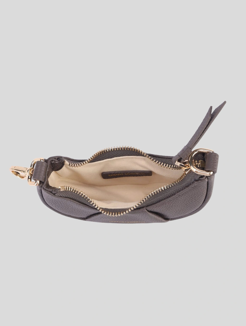 Winchester Fog grey Kensington mini croissant leather bag with gold hardware