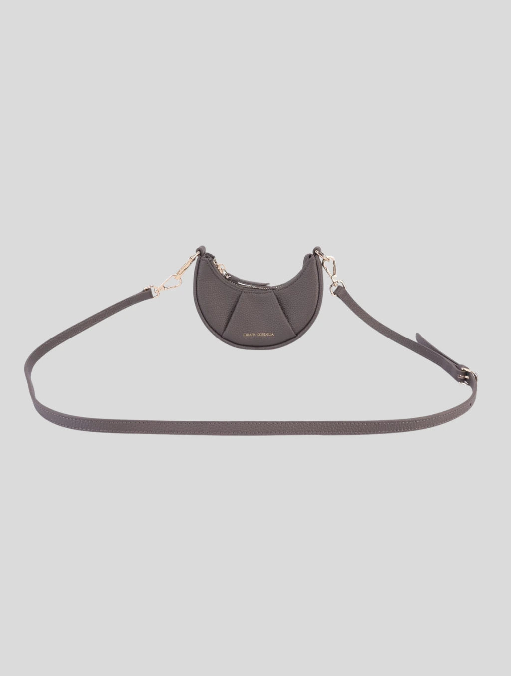 Winchester Fog grey Kensington mini croissant leather bag with gold hardware