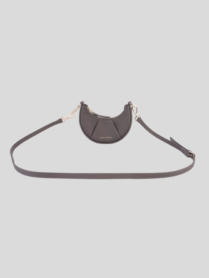 Winchester Fog grey Kensington mini croissant leather bag with gold hardware