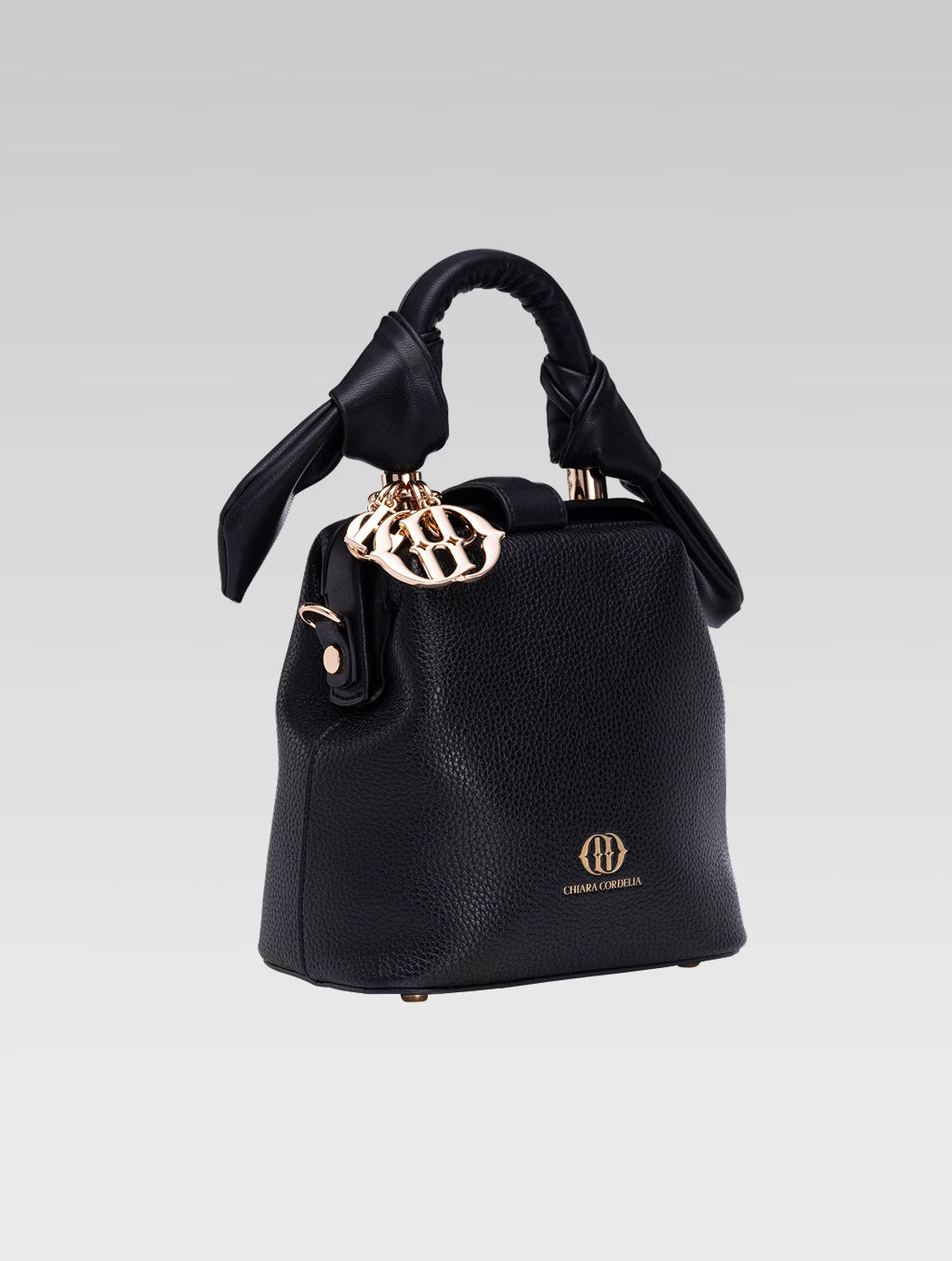 Side view of caledonia frame bag in black color