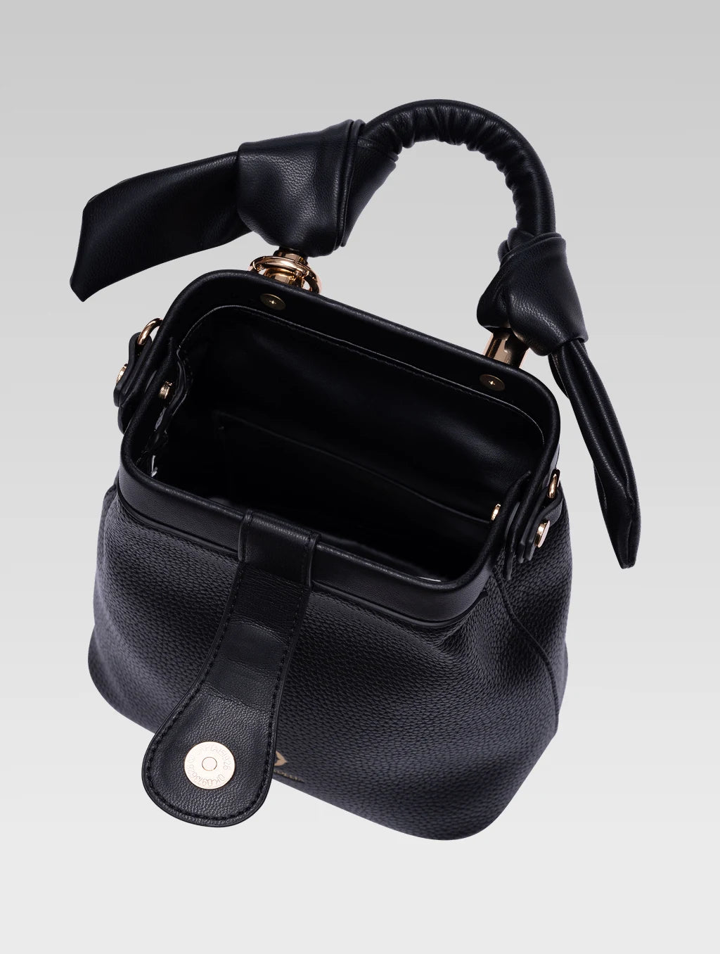 Top view of caledonia frame bag in black color