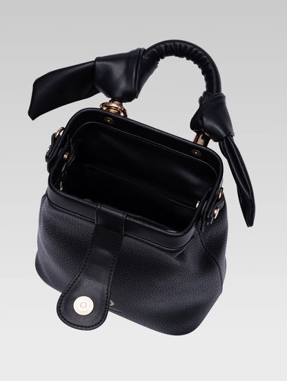 Top view of caledonia frame bag in black color