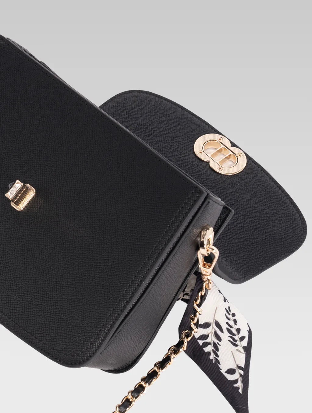 Top open view of jane envelope bag in black color