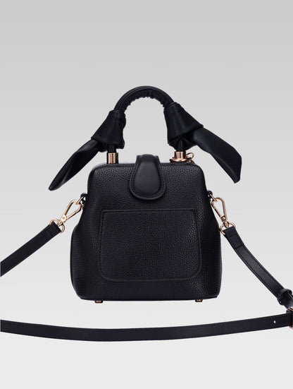 Back view of caledonia frame bag with shoulder strap in black color