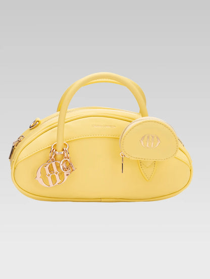 Front view of emberly envelope bag in yellow color