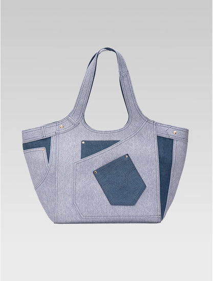 Back view of Marlene dark blue demin tote bag