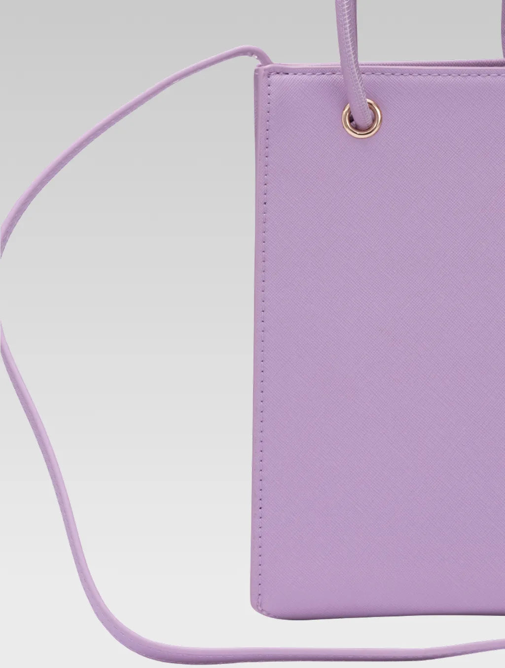 Back view of Genevieve Bucket bag in lavender color