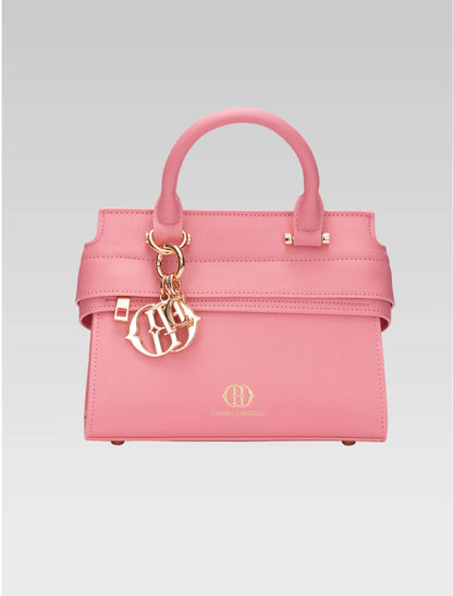 Front view of ophelia envelope bag handle in baby pink color