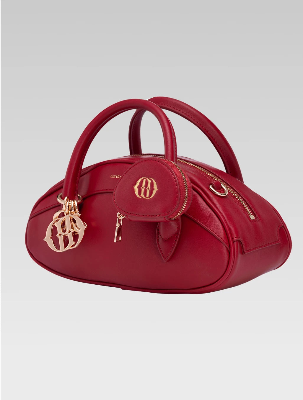 Side view of emberly envelope bag in red color