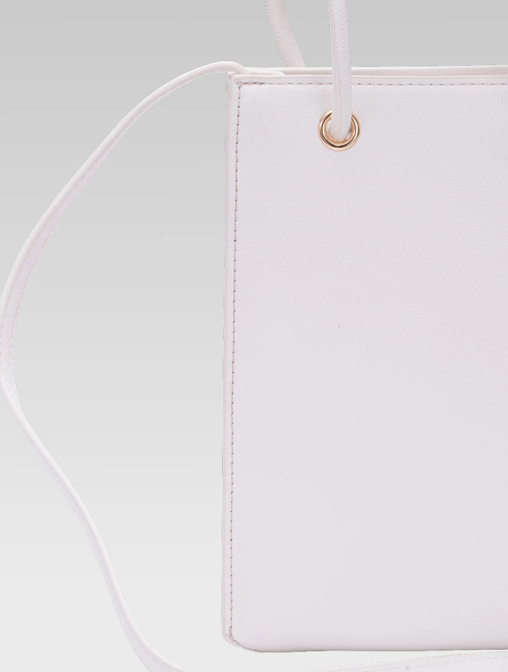 Back view of Genevieve Bucket bag in white color