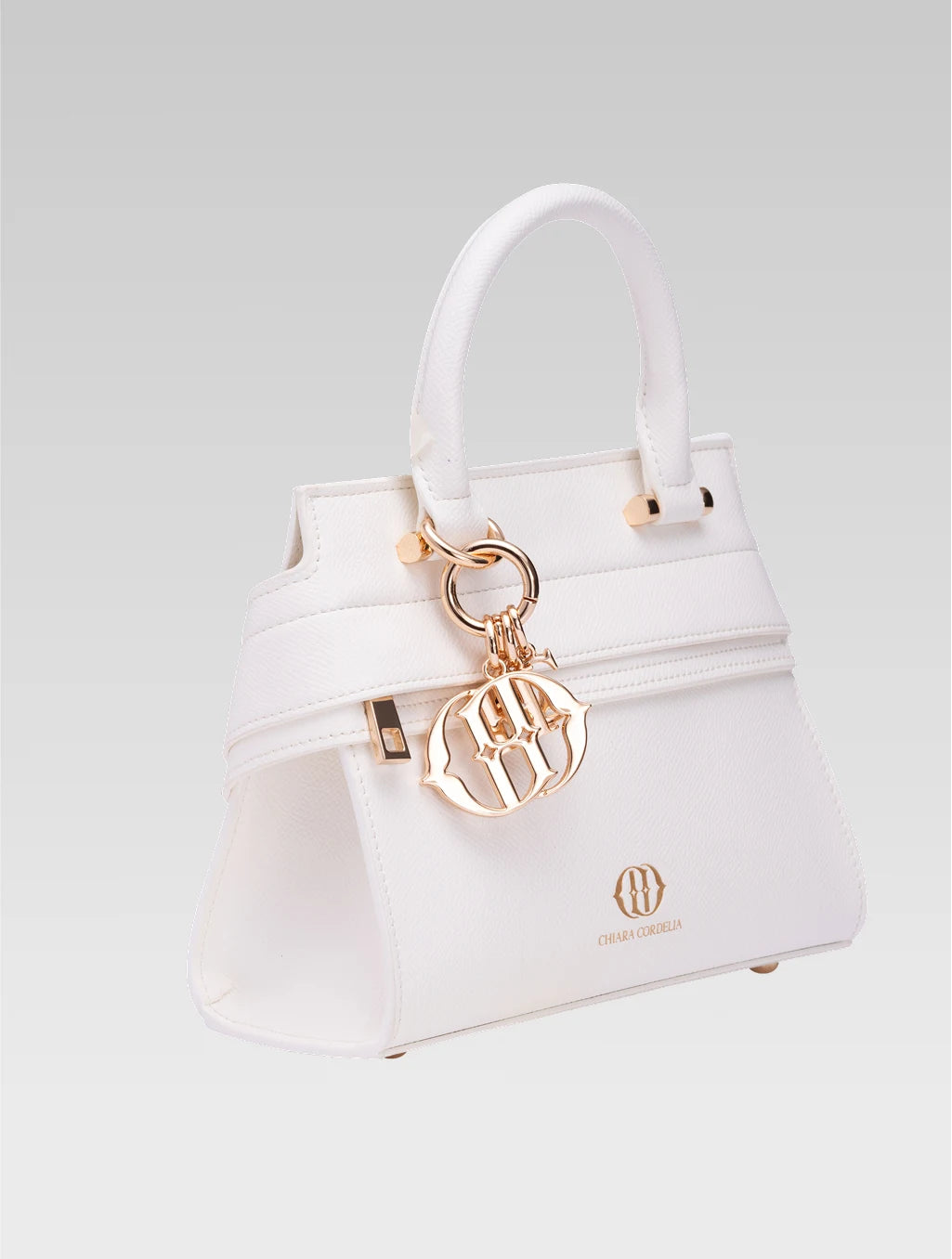 Side view of ophelia envelope bag handle in white color