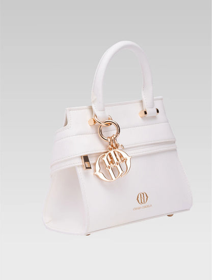 Side view of ophelia envelope bag handle in white color